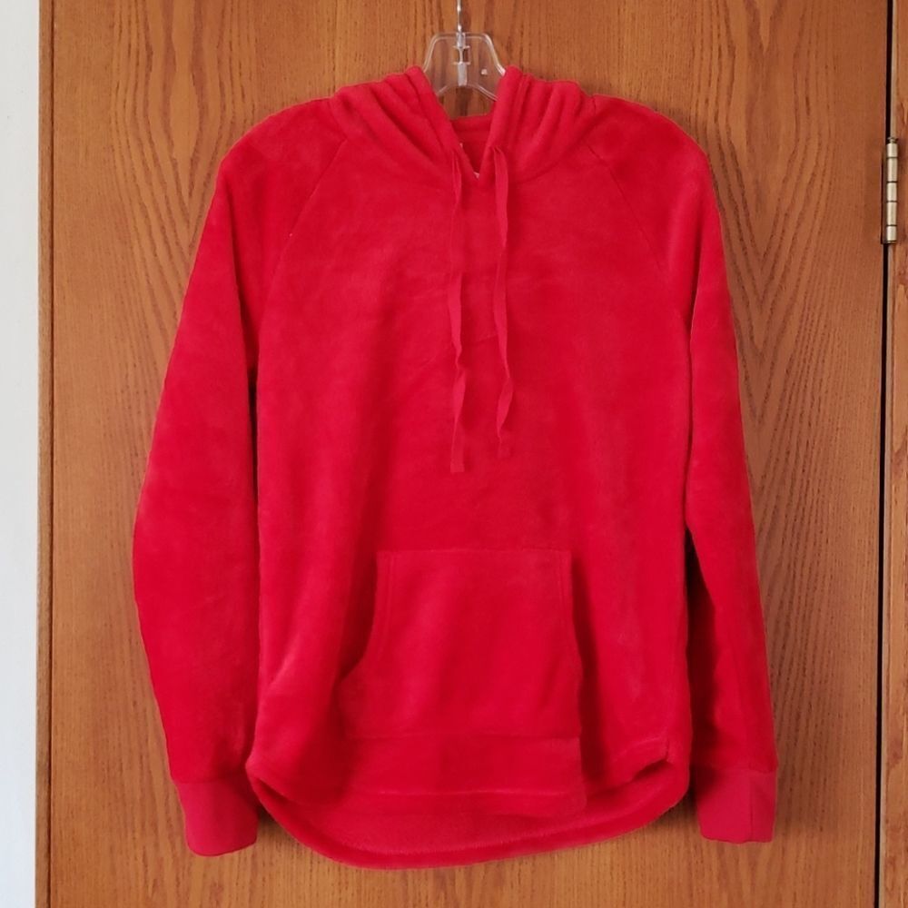 NWT Bright Red Fleece Hoodie Pullover Sweater Jr M